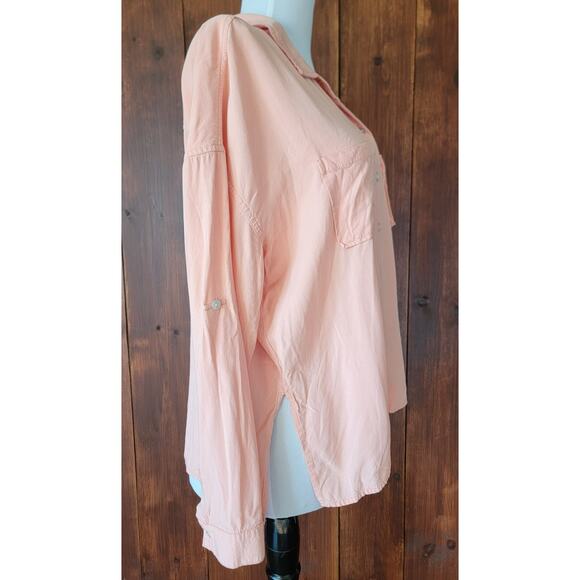 Dear John W Small Soft Pink Button Up Shirt Rayon Chest Pockets Roll Tab Sleeve - Picture 8 of 16